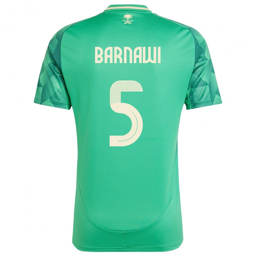 Danxen Mænd Saudi-Arabien Mohammed Barnawi #5 Grøn Hjemmebane Spillertrøjer 24-26 Trøje T-Shirt