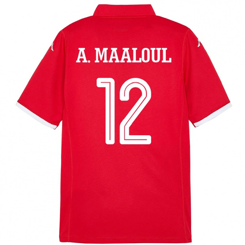 Danxen Mænd Tunesien Ali Maaloul #12 Rød Hjemmebane Spillertrøjer 24-26 Trøje T-Shirt