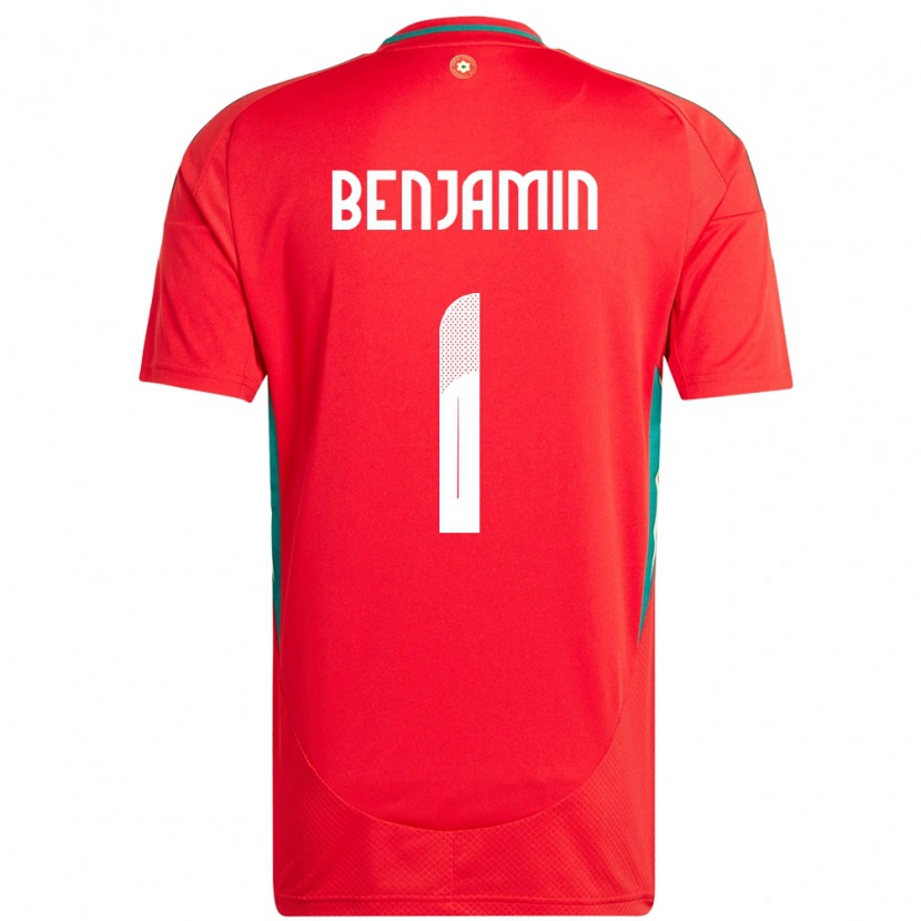 Danxen Mænd Wales Lewys Benjamin #1 Rød Hjemmebane Spillertrøjer 24-26 Trøje T-Shirt