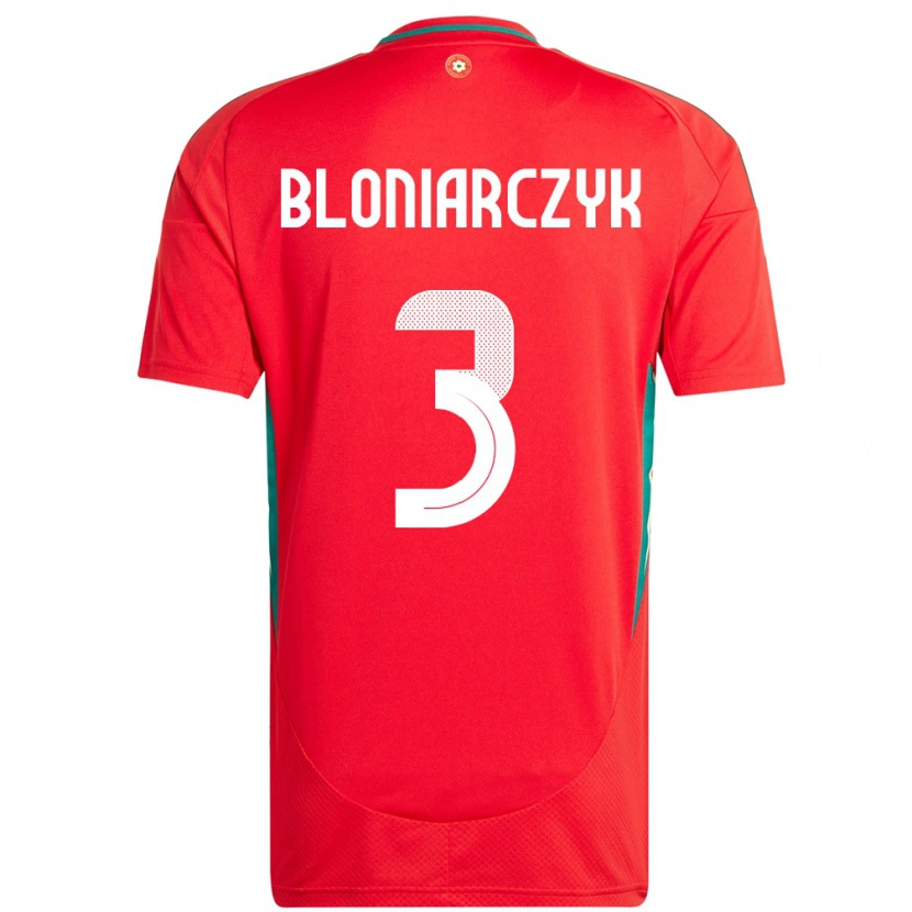 Danxen Mænd Wales Kaven Bloniarczyk #3 Rød Hjemmebane Spillertrøjer 24-26 Trøje T-Shirt