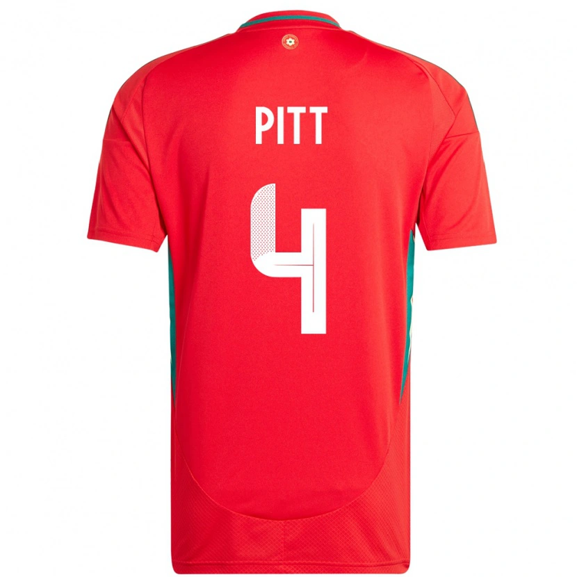 Danxen Mænd Wales Theo Pitt #4 Rød Hjemmebane Spillertrøjer 24-26 Trøje T-Shirt