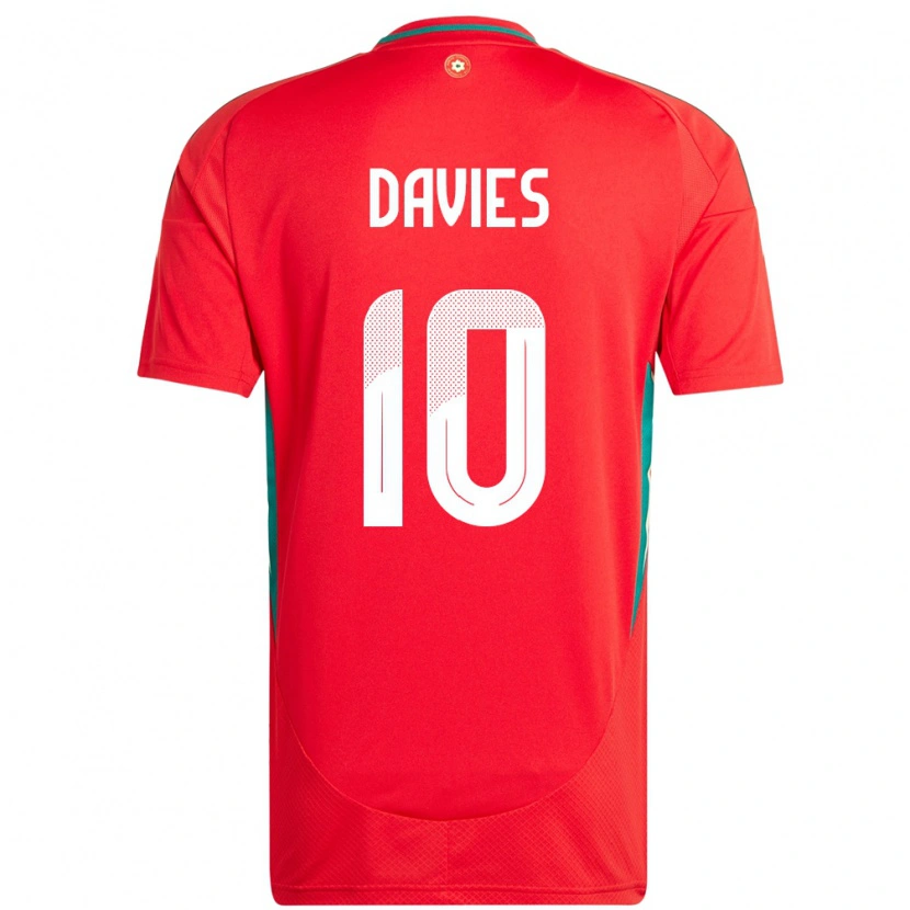 Danxen Mænd Wales Jordan Davies #10 Rød Hjemmebane Spillertrøjer 24-26 Trøje T-Shirt