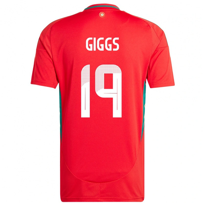 Danxen Mænd Wales Zach Giggs #19 Rød Hjemmebane Spillertrøjer 24-26 Trøje T-Shirt