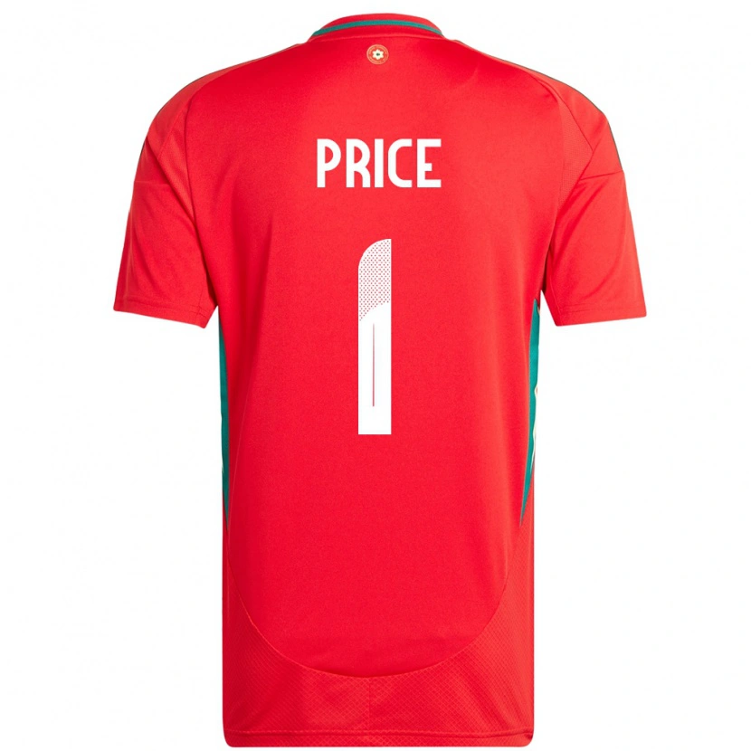 Danxen Mænd Wales Jo Price #1 Rød Hjemmebane Spillertrøjer 24-26 Trøje T-Shirt