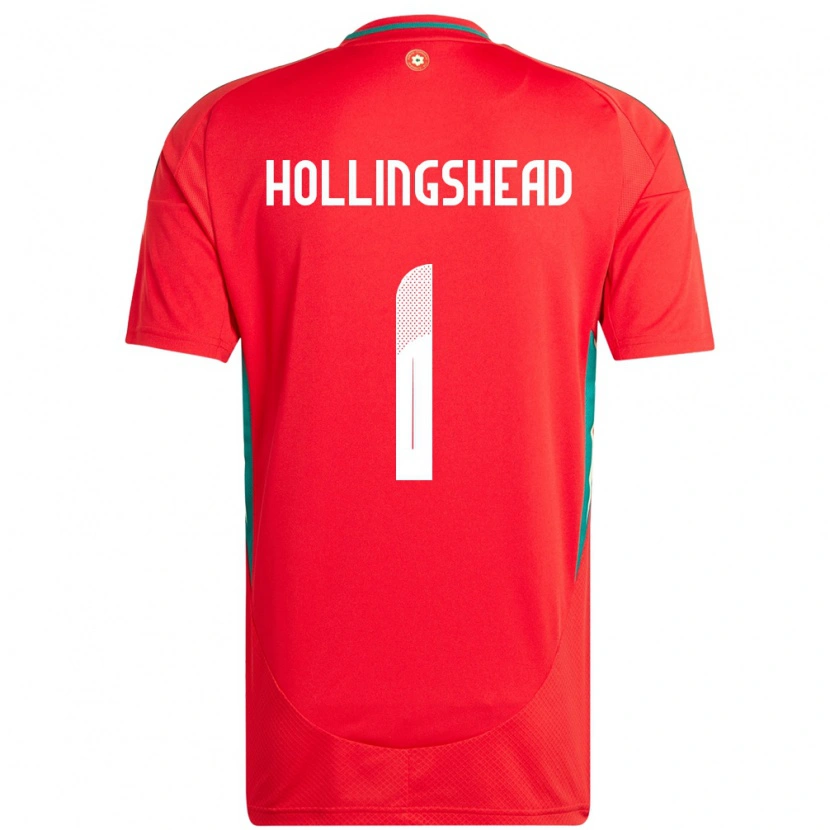 Danxen Mænd Wales Ronnie Hollingshead #1 Rød Hjemmebane Spillertrøjer 24-26 Trøje T-Shirt