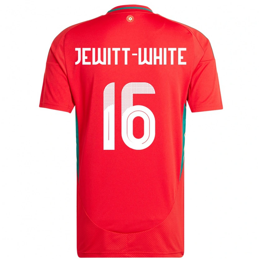 Danxen Mænd Wales Harry Jewitt White #16 Rød Hjemmebane Spillertrøjer 24-26 Trøje T-Shirt