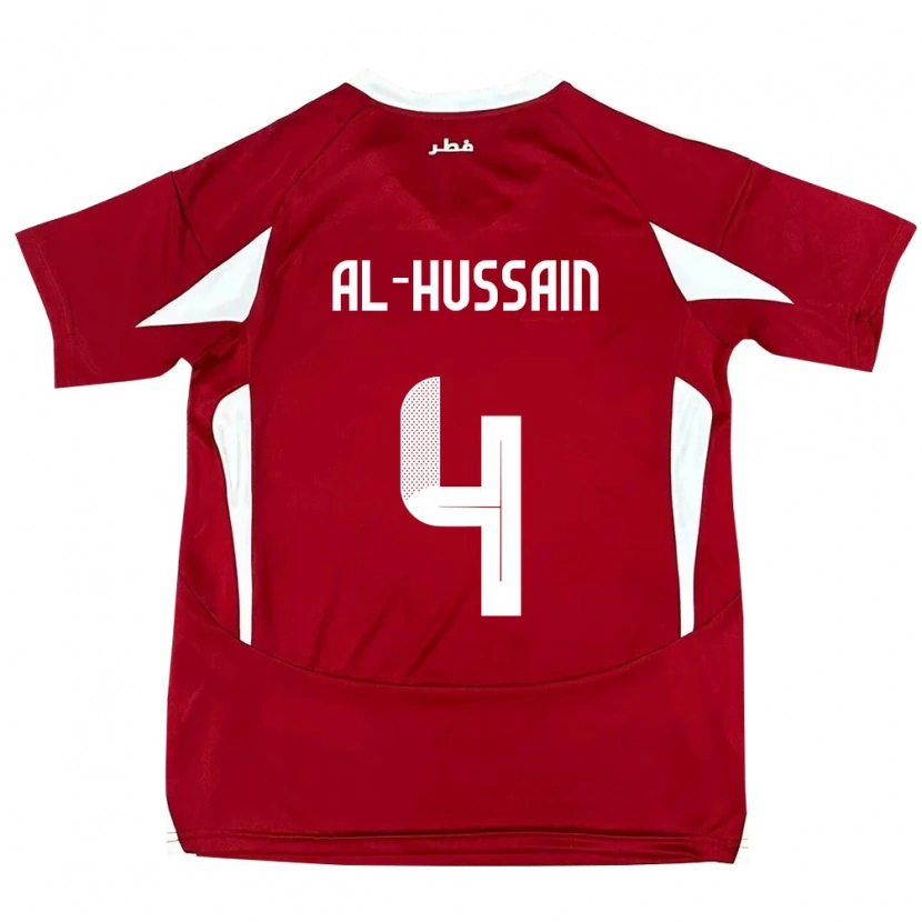 Danxen Mænd Qatar Al-Hashmi Al-Hussain #4 Rød Hjemmebane Spillertrøjer 24-26 Trøje T-Shirt