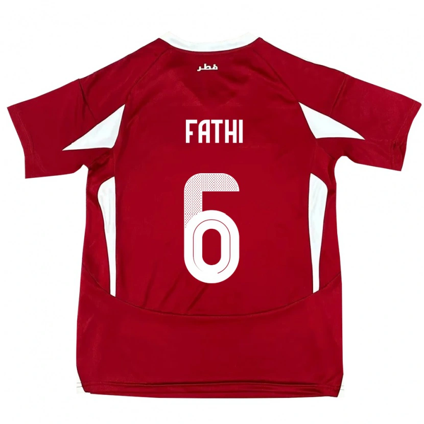 Danxen Mænd Qatar Ahmed Fathi #6 Rød Hjemmebane Spillertrøjer 24-26 Trøje T-Shirt