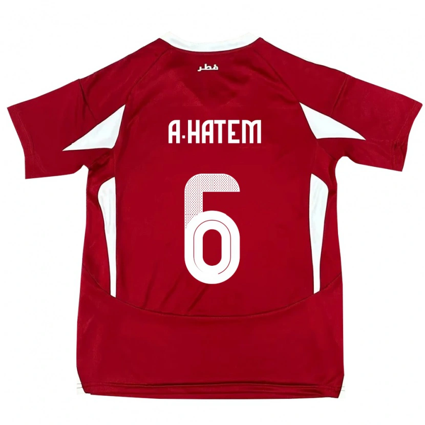 Danxen Mænd Qatar Abdulaziz Hatem #6 Rød Hjemmebane Spillertrøjer 24-26 Trøje T-Shirt