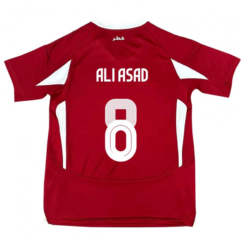 Danxen Mænd Qatar Ali Asad #8 Rød Hjemmebane Spillertrøjer 24-26 Trøje T-Shirt