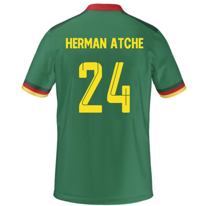 Danxen Mænd Cameroun Miguel Herman Atche #24 Grøn Hjemmebane Spillertrøjer 24-26 Trøje T-Shirt