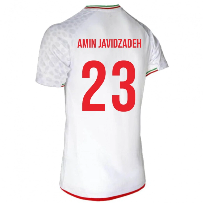 Danxen Mænd Iran Mohammad Amin Javidzadeh #23 Hvid Hjemmebane Spillertrøjer 24-26 Trøje T-Shirt