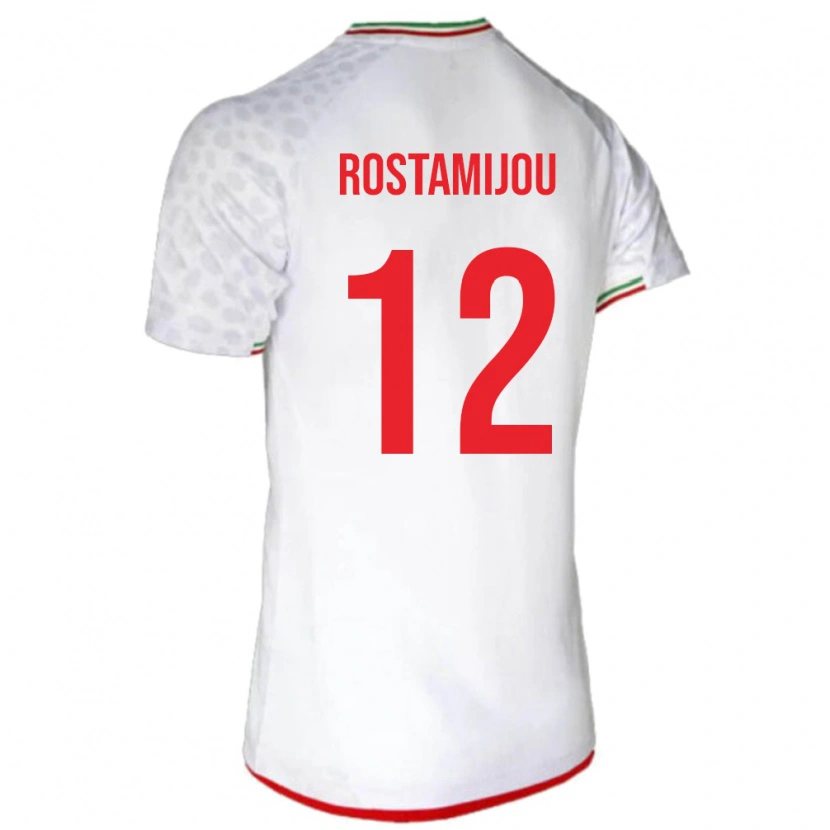 Danxen Mænd Iran Alireza Rostamijou #12 Hvid Hjemmebane Spillertrøjer 24-26 Trøje T-Shirt