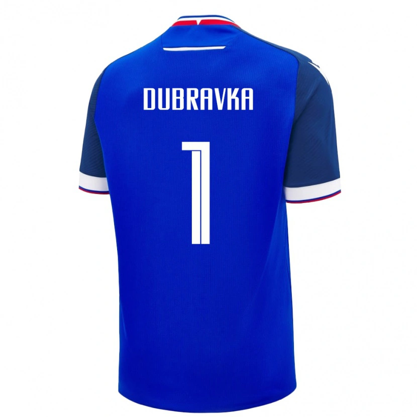 Danxen Mænd Slovakiet Martin Dúbravka #1 Blå Hjemmebane Spillertrøjer 24-26 Trøje T-Shirt