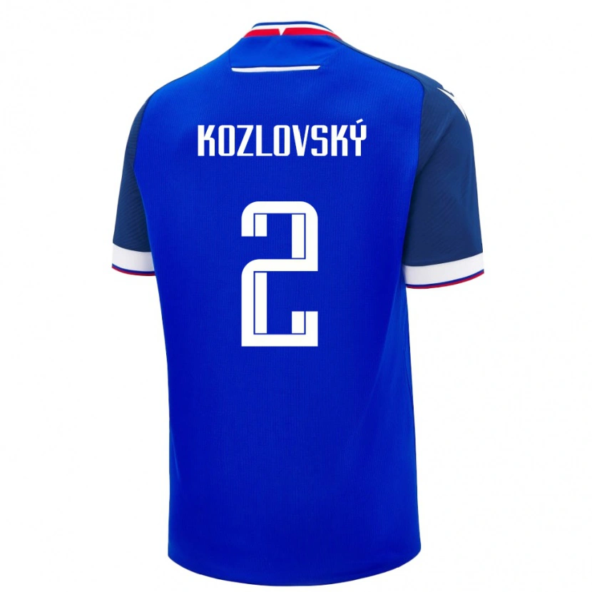 Danxen Mænd Slovakiet Samuel Kozlovský #2 Blå Hjemmebane Spillertrøjer 24-26 Trøje T-Shirt