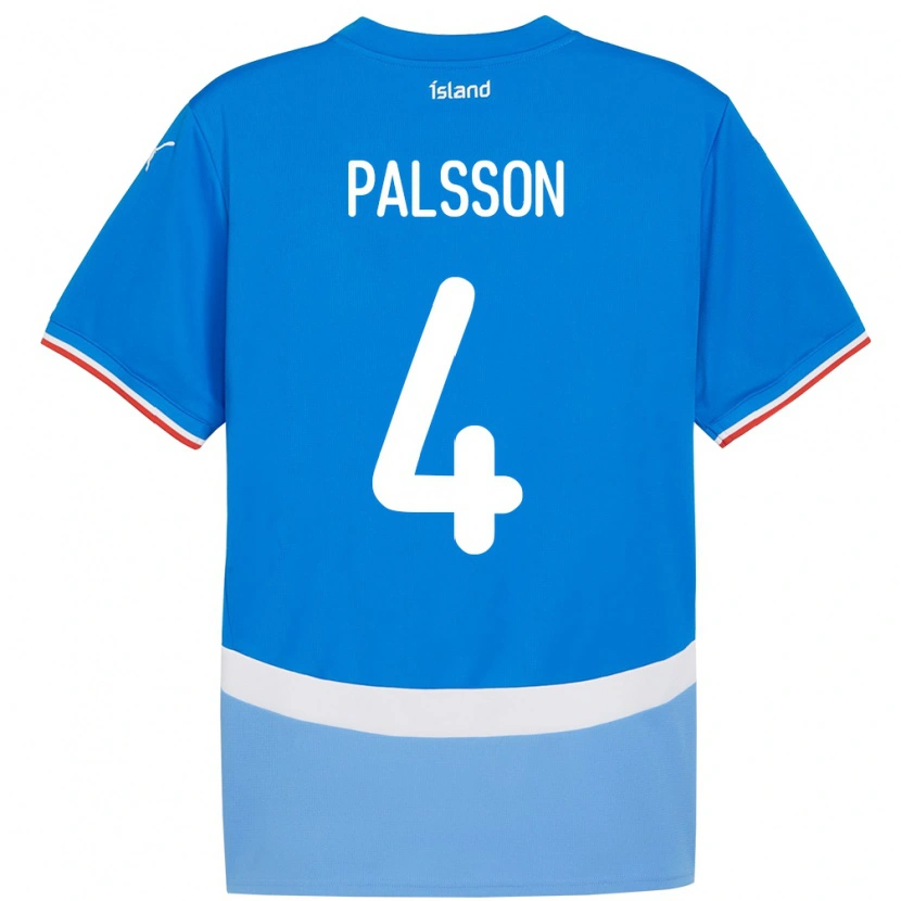 Danxen Mænd Island Victor Pálsson #4 Blå Hjemmebane Spillertrøjer 24-26 Trøje T-Shirt