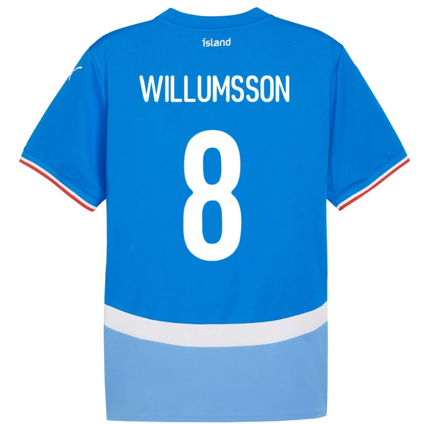 Danxen Mænd Island Brynjólfur Andersen Willumsson #8 Blå Hjemmebane Spillertrøjer 24-26 Trøje T-Shirt