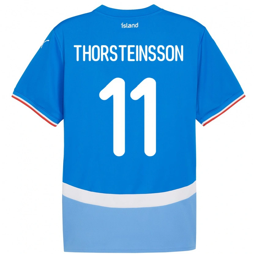 Danxen Mænd Island Jón Dagur Thorsteinsson #11 Blå Hjemmebane Spillertrøjer 24-26 Trøje T-Shirt