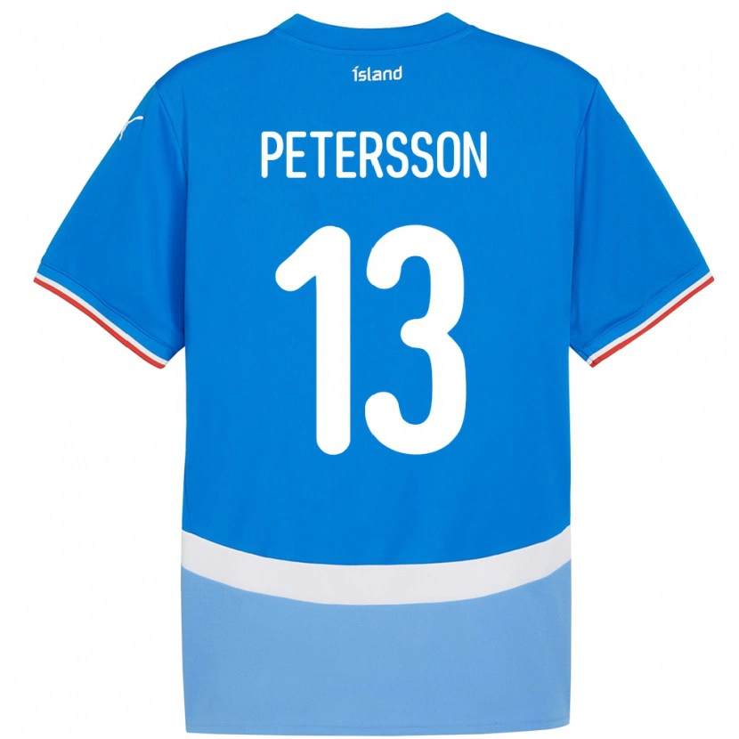 Danxen Mænd Island Lúkas Petersson #13 Blå Hjemmebane Spillertrøjer 24-26 Trøje T-Shirt