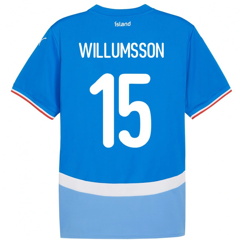 Danxen Mænd Island Willum Thór Willumsson #15 Blå Hjemmebane Spillertrøjer 24-26 Trøje T-Shirt