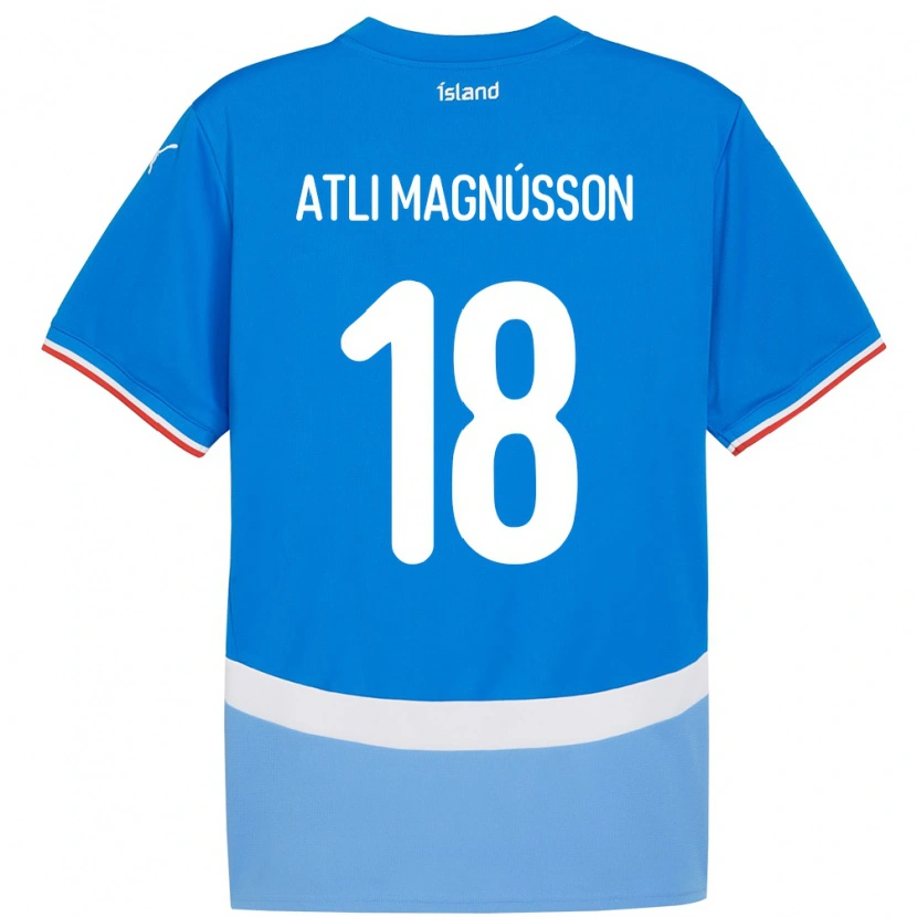 Danxen Mænd Island Saevar Atli Magnússon #18 Blå Hjemmebane Spillertrøjer 24-26 Trøje T-Shirt