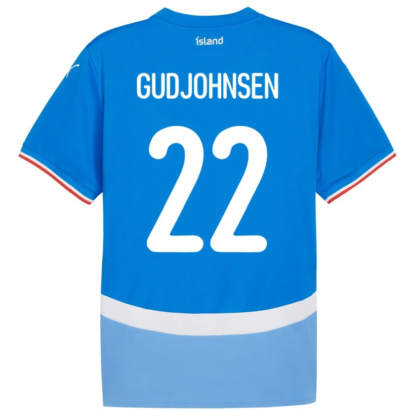 Danxen Mænd Island Andri Gudjohnsen #22 Blå Hjemmebane Spillertrøjer 24-26 Trøje T-Shirt