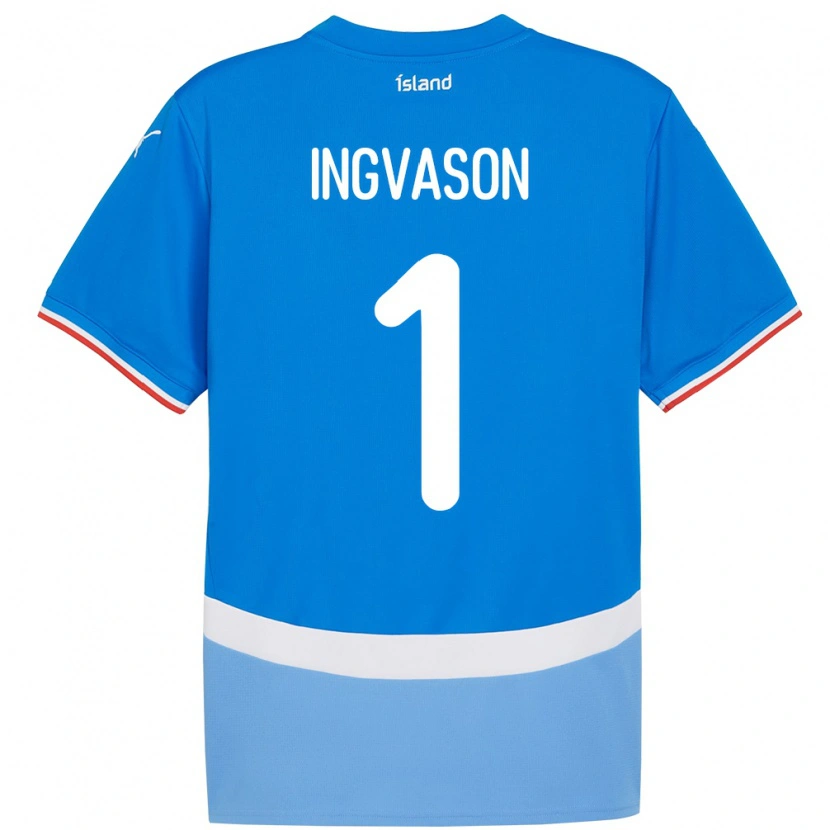 Danxen Mænd Island Sigurdur Ingvason #1 Blå Hjemmebane Spillertrøjer 24-26 Trøje T-Shirt