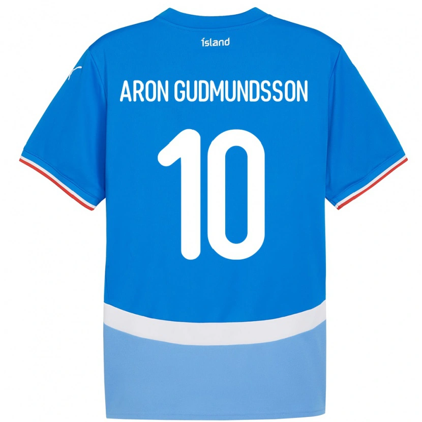 Danxen Mænd Island Eggert Aron Gudmundsson #10 Blå Hjemmebane Spillertrøjer 24-26 Trøje T-Shirt