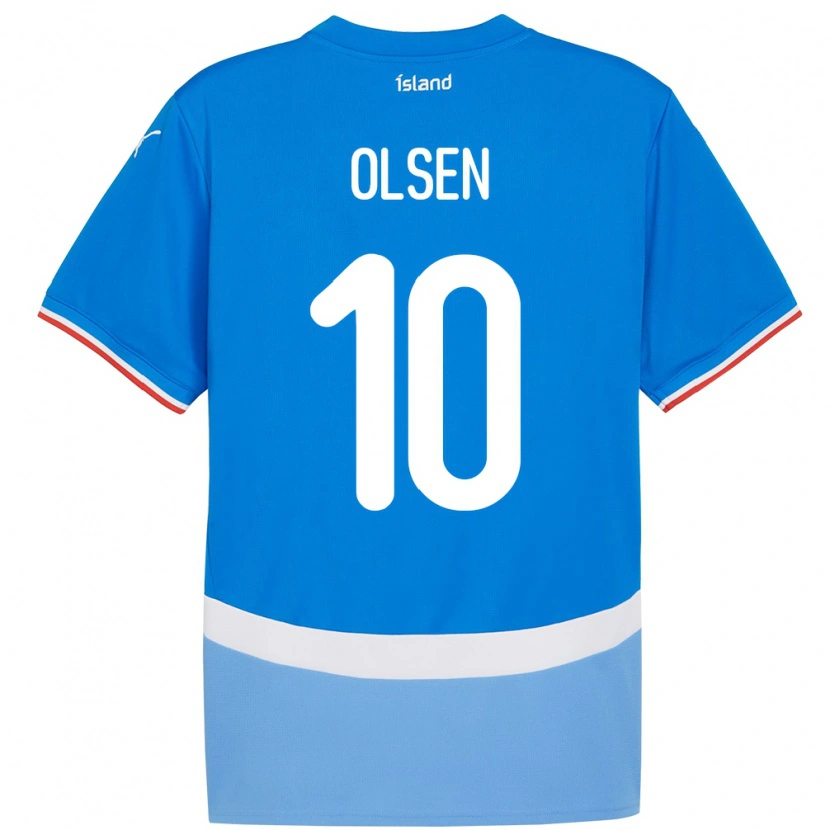 Danxen Mænd Island Gunnar Olsen #10 Blå Hjemmebane Spillertrøjer 24-26 Trøje T-Shirt