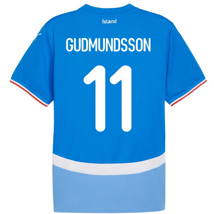 Danxen Mænd Island Galdur Gudmundsson #11 Blå Hjemmebane Spillertrøjer 24-26 Trøje T-Shirt