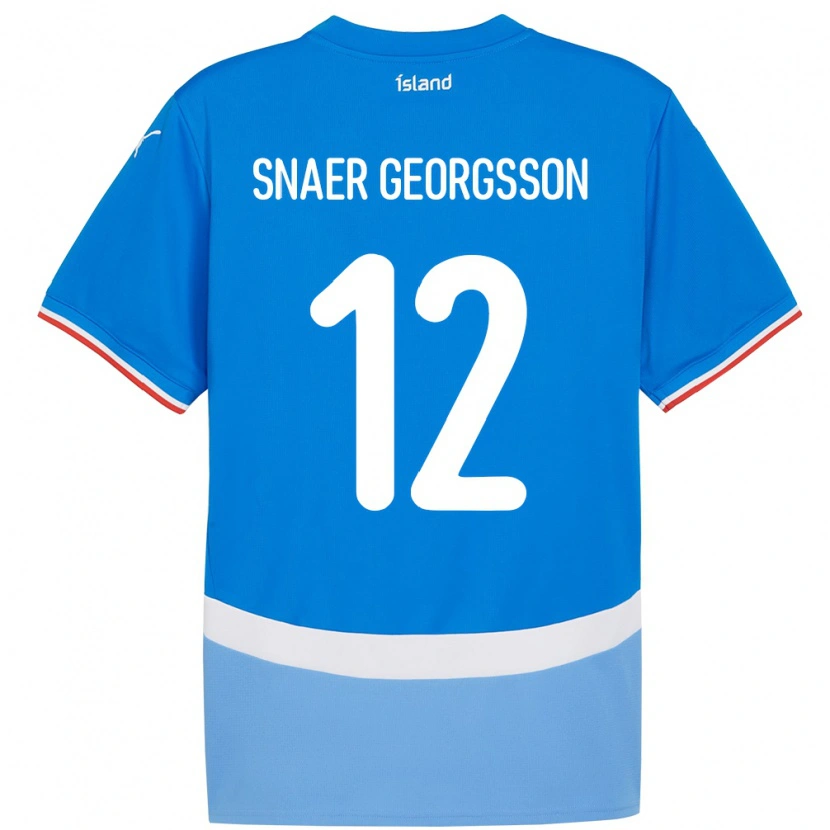 Danxen Mænd Island Halldór Snaer Georgsson #12 Blå Hjemmebane Spillertrøjer 24-26 Trøje T-Shirt