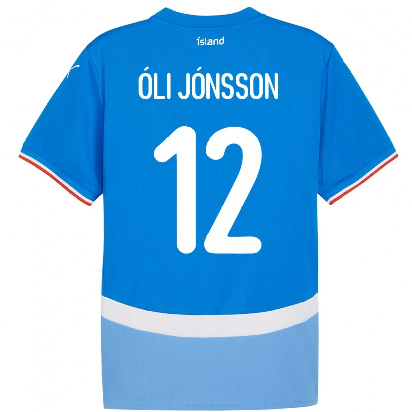 Danxen Mænd Island Haukur Óli Jónsson #12 Blå Hjemmebane Spillertrøjer 24-26 Trøje T-Shirt