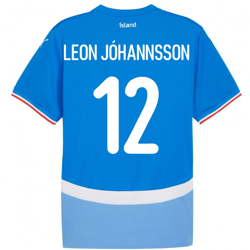 Danxen Mænd Island Marten Leon Jóhannsson #12 Blå Hjemmebane Spillertrøjer 24-26 Trøje T-Shirt