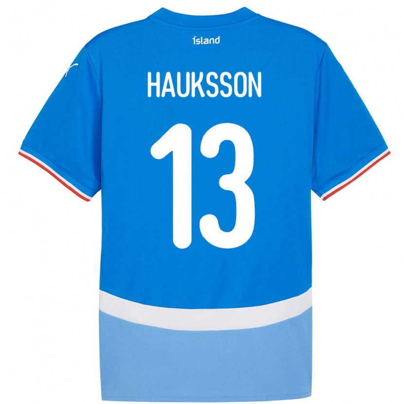 Danxen Mænd Island Bjarki Hauksson #13 Blå Hjemmebane Spillertrøjer 24-26 Trøje T-Shirt