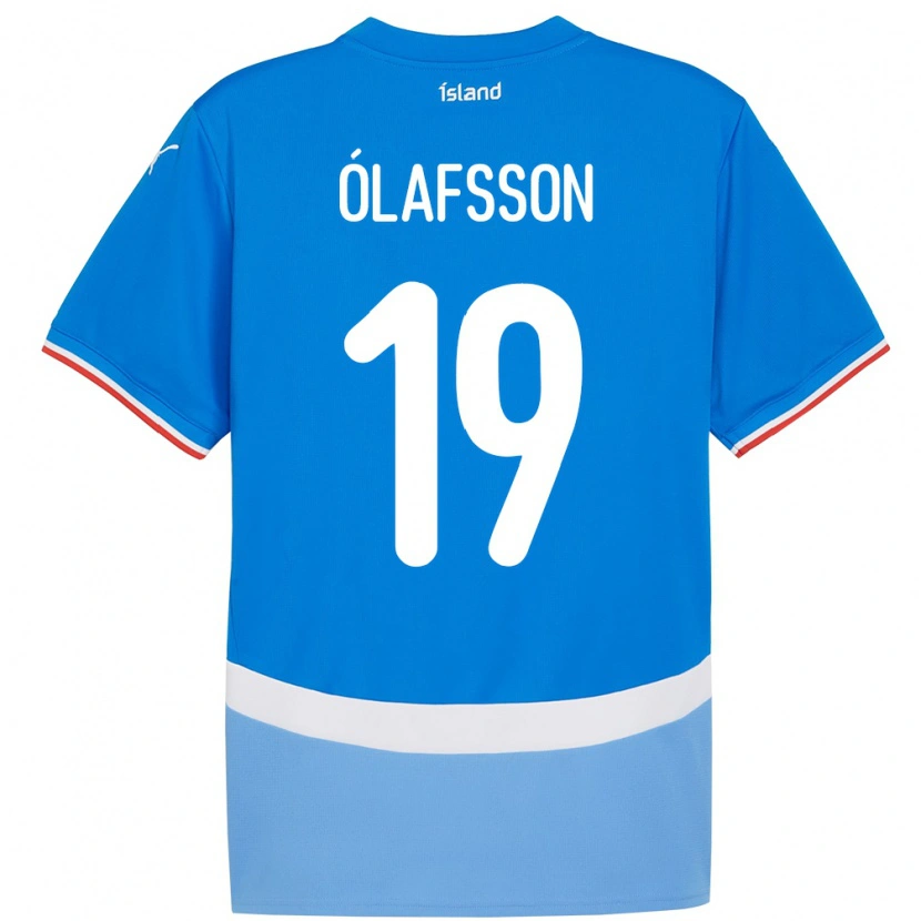 Danxen Mænd Island Sigurdur Stefán Ólafsson #19 Blå Hjemmebane Spillertrøjer 24-26 Trøje T-Shirt