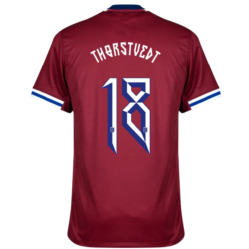 Danxen Mænd Norge Kristian Thorstvedt #18 Rød Blå Hvid Hjemmebane Spillertrøjer 24-26 Trøje T-Shirt