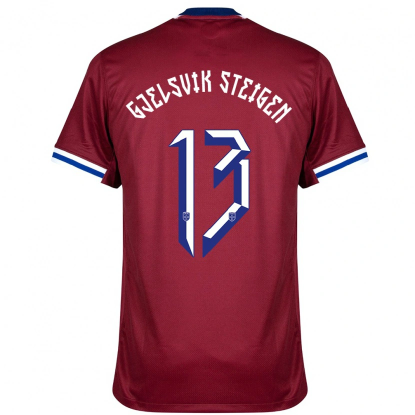 Danxen Mænd Norge Rasmus Gjelsvik Steigen #13 Rød Blå Hvid Hjemmebane Spillertrøjer 24-26 Trøje T-Shirt