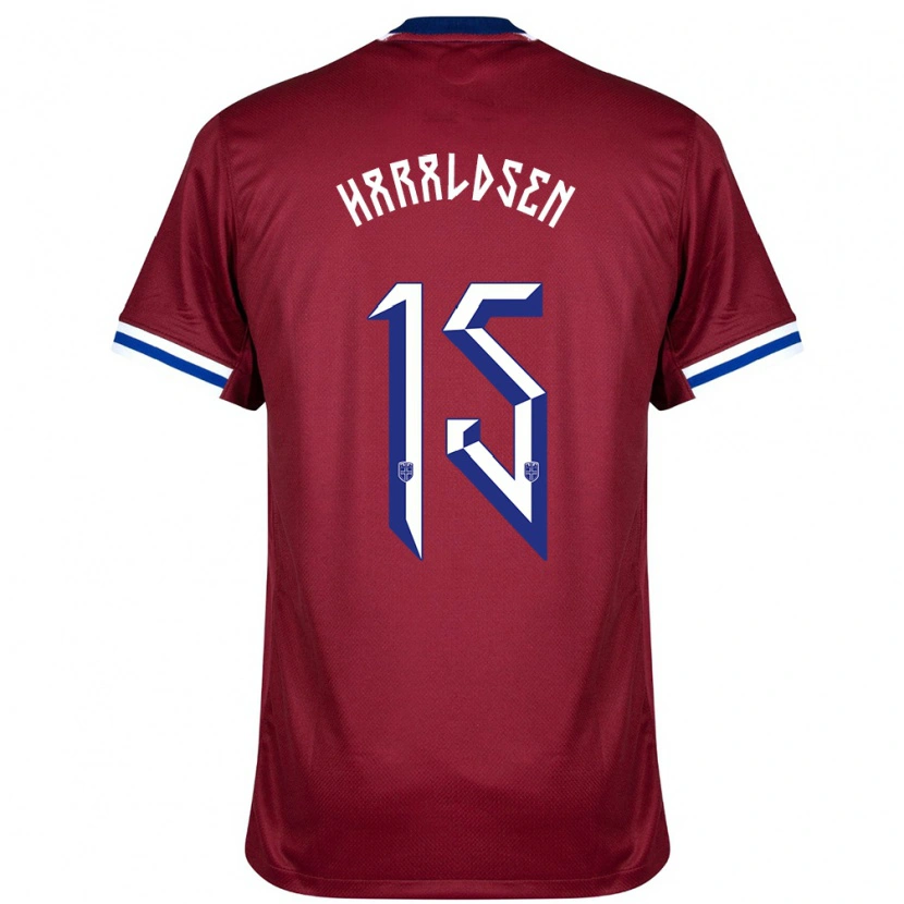 Danxen Mænd Norge Henrik Haraldsen #15 Rød Blå Hvid Hjemmebane Spillertrøjer 24-26 Trøje T-Shirt