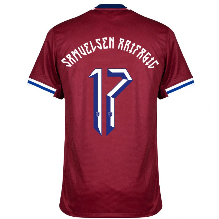 Danxen Mænd Norge Elias Samuelsen Arifagic #17 Rød Blå Hvid Hjemmebane Spillertrøjer 24-26 Trøje T-Shirt