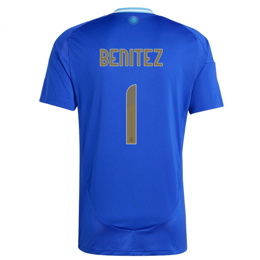 Danxen Mænd Argentina Walter Benítez #1 Blå Udebane Spillertrøjer 24-26 Trøje T-Shirt