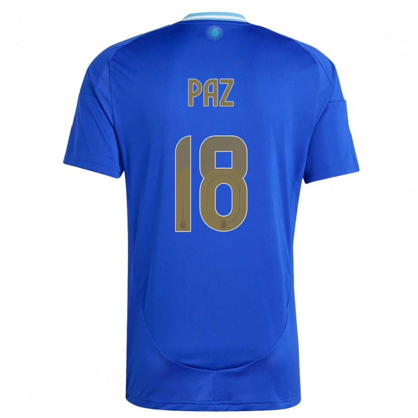 Danxen Mænd Argentina Nico Paz #18 Blå Udebane Spillertrøjer 24-26 Trøje T-Shirt