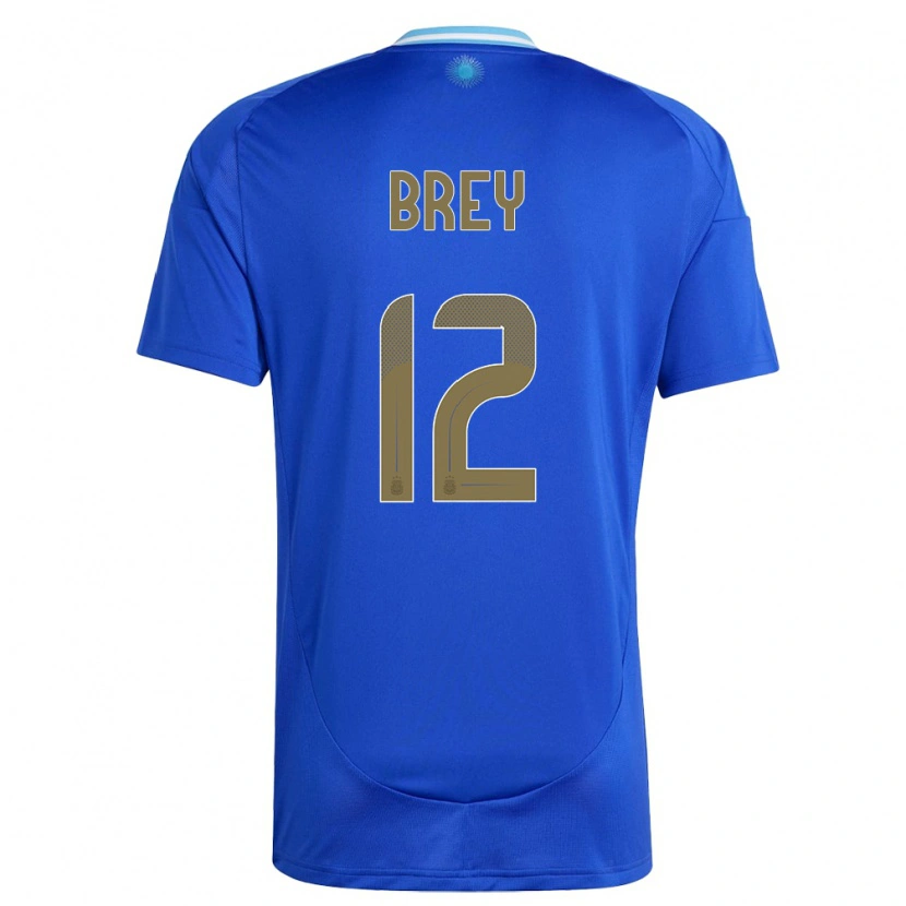 Danxen Mænd Argentina Leandro Brey #12 Blå Udebane Spillertrøjer 24-26 Trøje T-Shirt