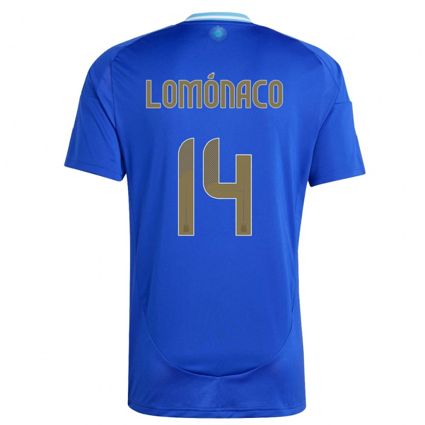 Danxen Mænd Argentina Kevin Lomónaco #14 Blå Udebane Spillertrøjer 24-26 Trøje T-Shirt