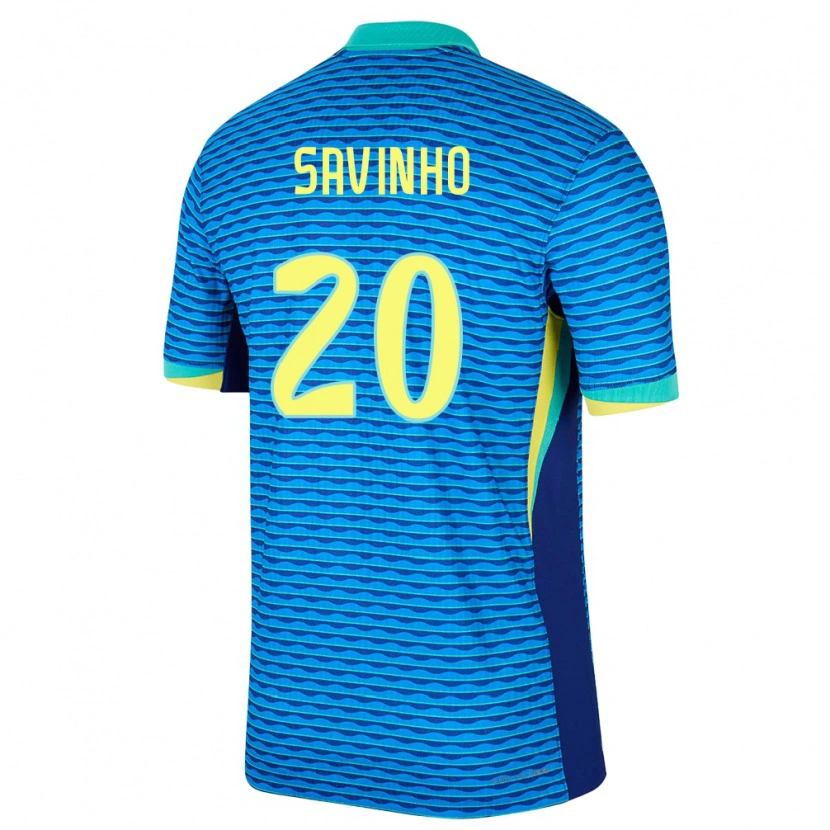 Danxen Mænd Brasilien Savinho #20 Blå Udebane Spillertrøjer 24-26 Trøje T-Shirt