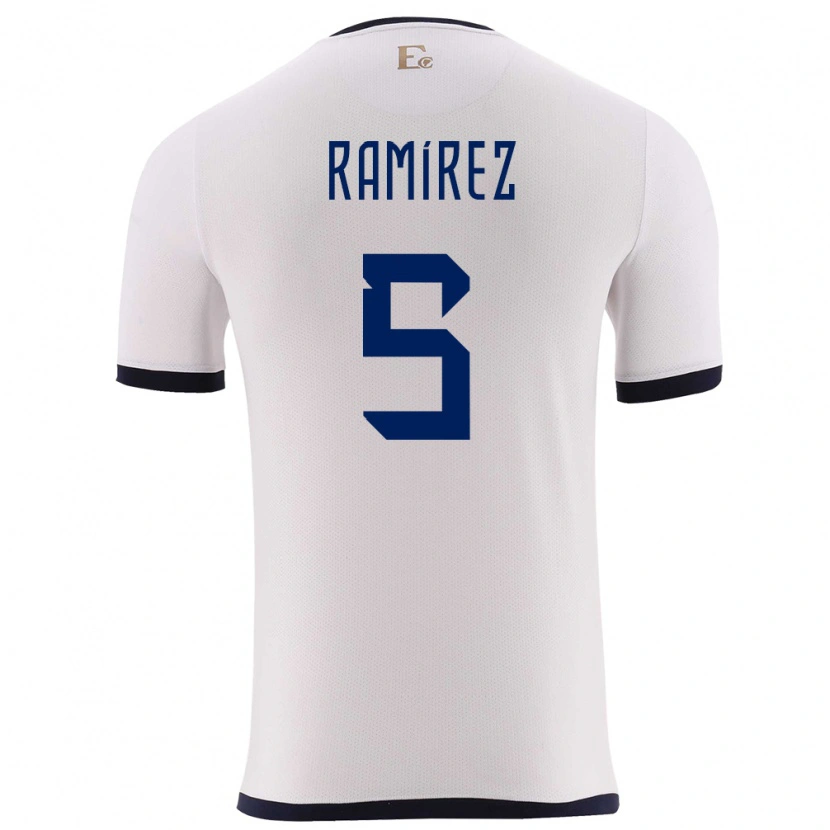 Danxen Mænd Ecuador Cristian Ramírez #5 Hvid Udebane Spillertrøjer 24-26 Trøje T-Shirt