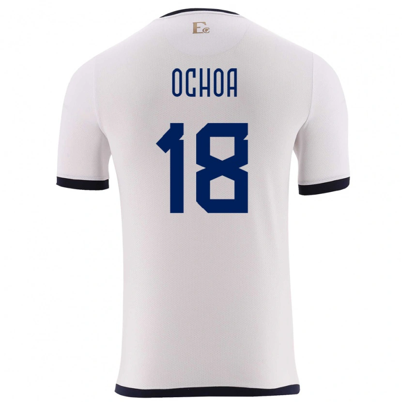 Danxen Mænd Ecuador Youri Ochoa #18 Hvid Udebane Spillertrøjer 24-26 Trøje T-Shirt