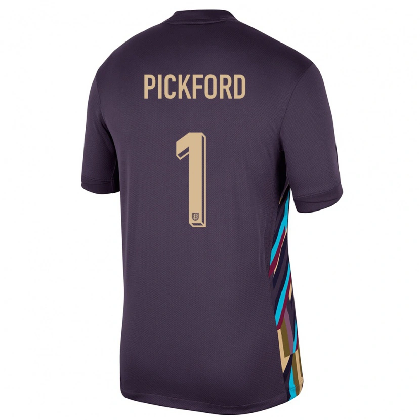 Danxen Mænd England Jordan Pickford #1 Mørk Rosin Udebane Spillertrøjer 24-26 Trøje T-Shirt