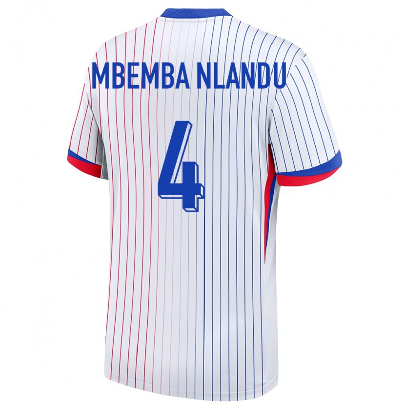 Danxen Mænd Frankrig Emmanuel Mbemba Nlandu #4 Hvid Udebane Spillertrøjer 24-26 Trøje T-Shirt