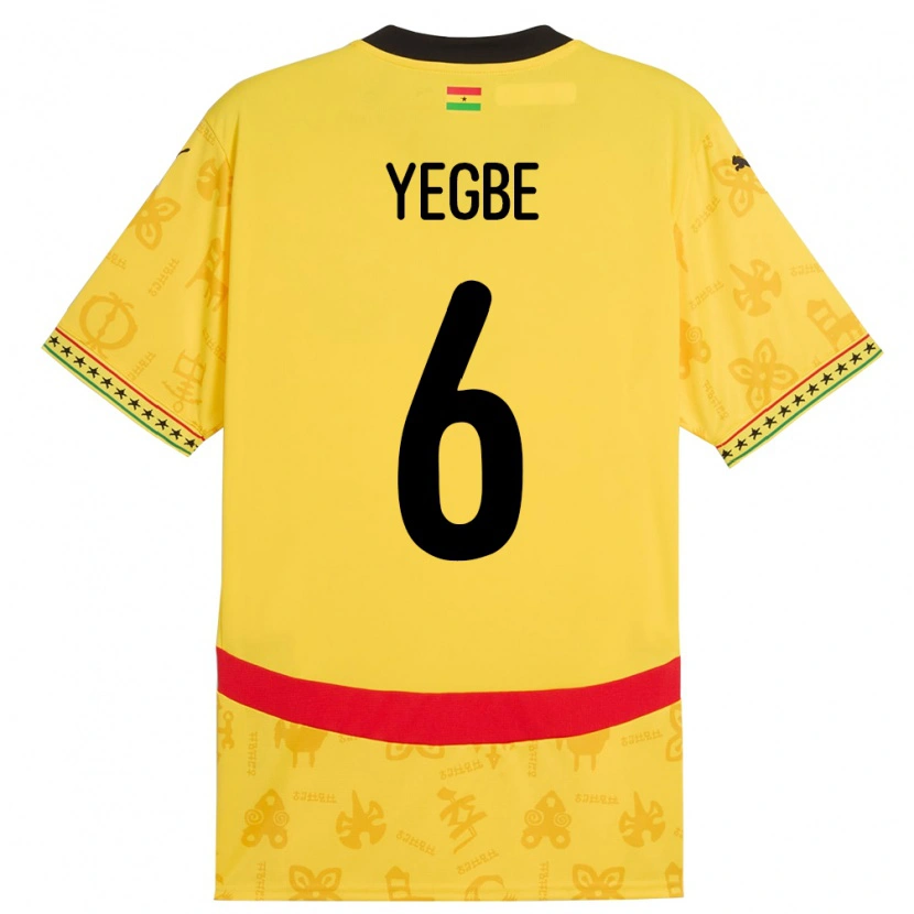 Danxen Mænd Ghana Terry Yegbe #6 Gul Udebane Spillertrøjer 24-26 Trøje T-Shirt