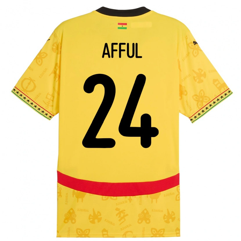 Danxen Mænd Ghana Isaac Afful #24 Gul Udebane Spillertrøjer 24-26 Trøje T-Shirt